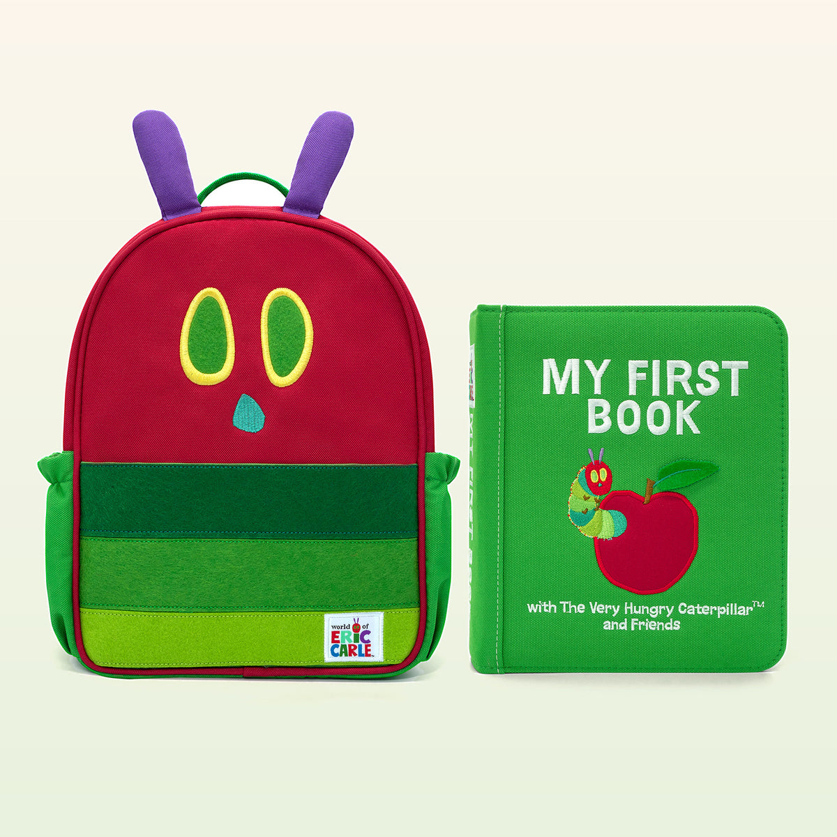 My First Book Die Raupe Nimmersatt Quiet Book – Filzbuch und passender Rucksack mit Raupengesicht – ab 1 Jahr