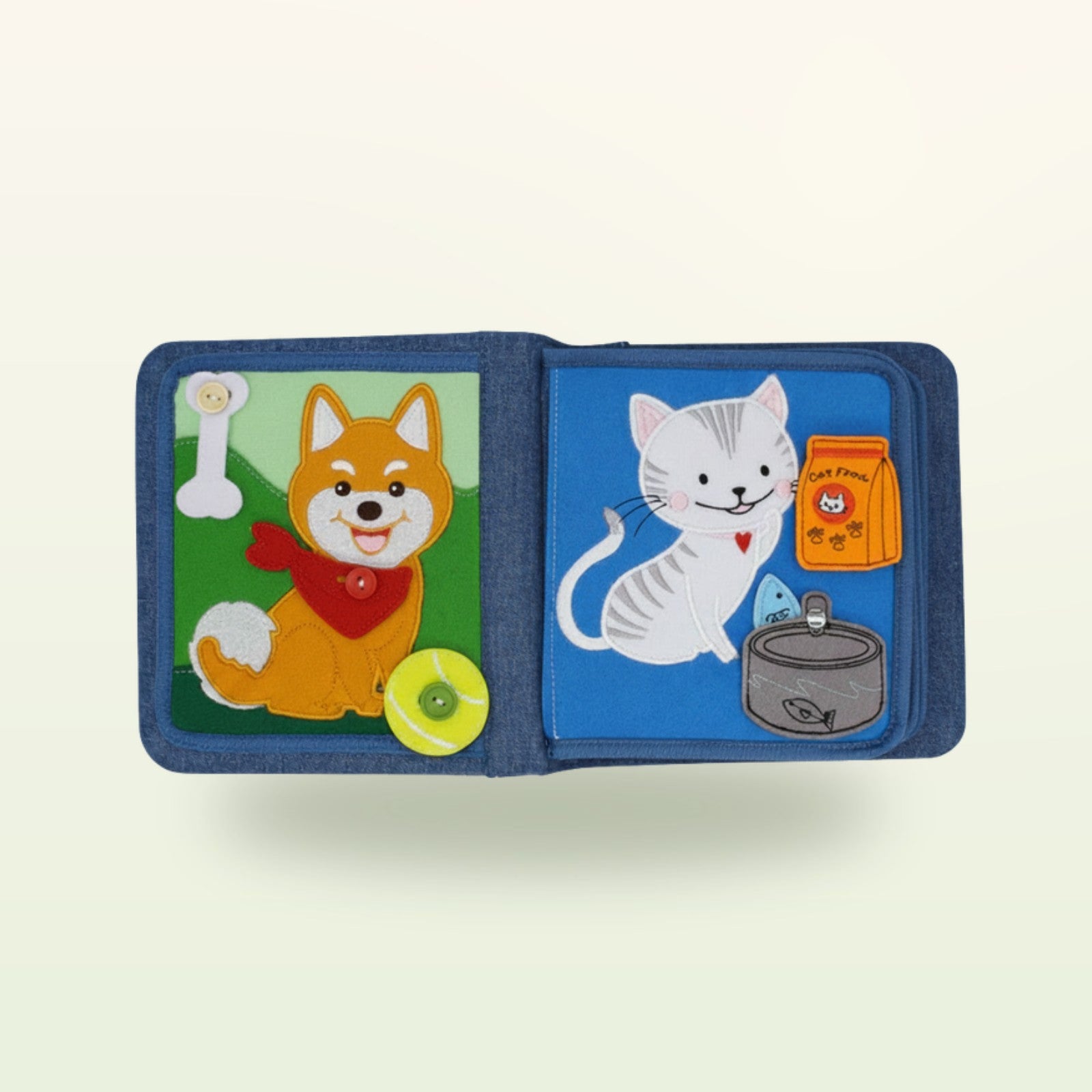 My First Book Pet Friends Doppelseite Hund und Katze auf sanftem Creme-Hintergrund – ab 1 Jahr